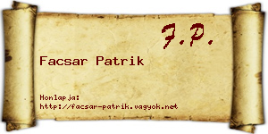 Facsar Patrik névjegykártya