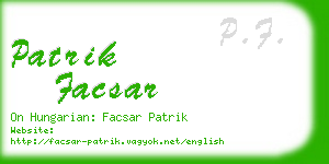 patrik facsar business card